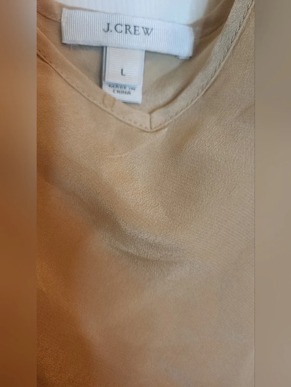 J.Crew 100% Silk Carrie V-Neck Camisole Women's Cami Top Beige L